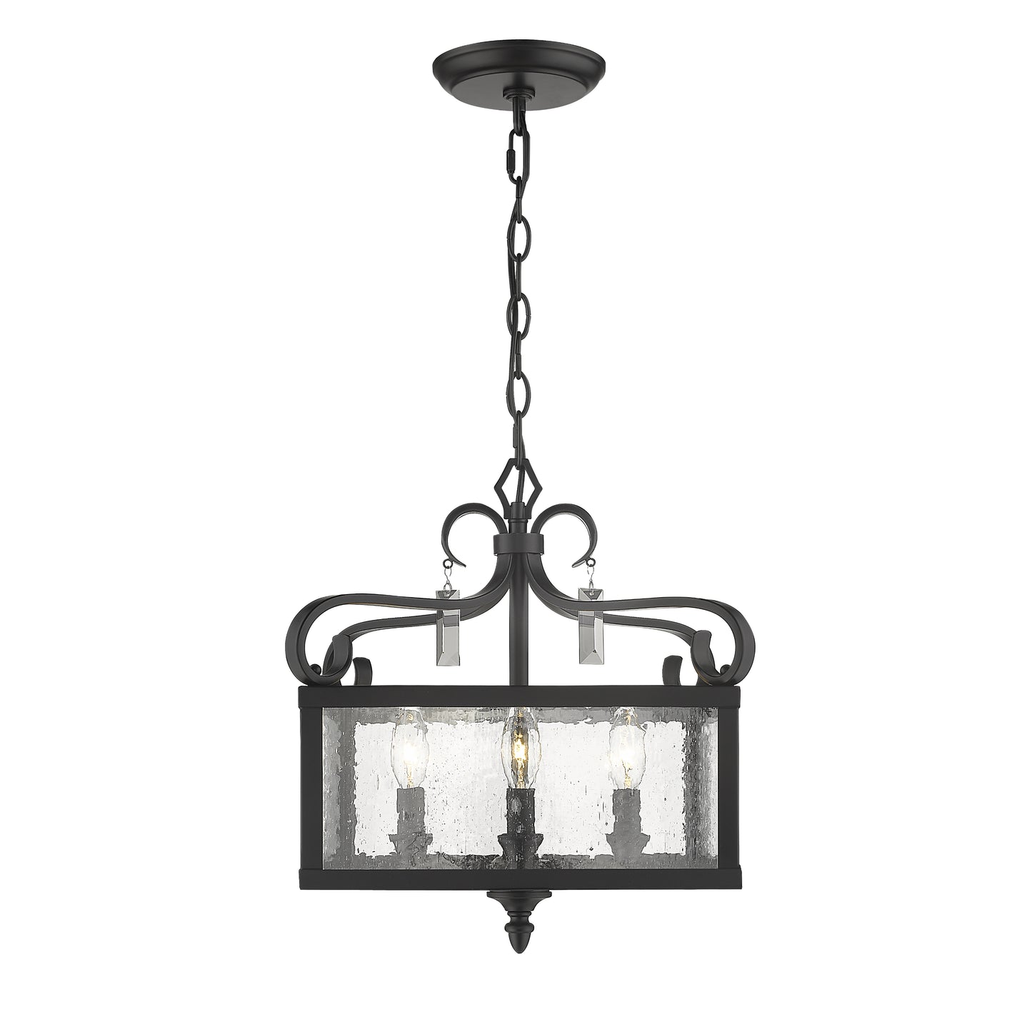 Brianna Semi-Flush (Convertible) in Matte Black with Seeded Glass