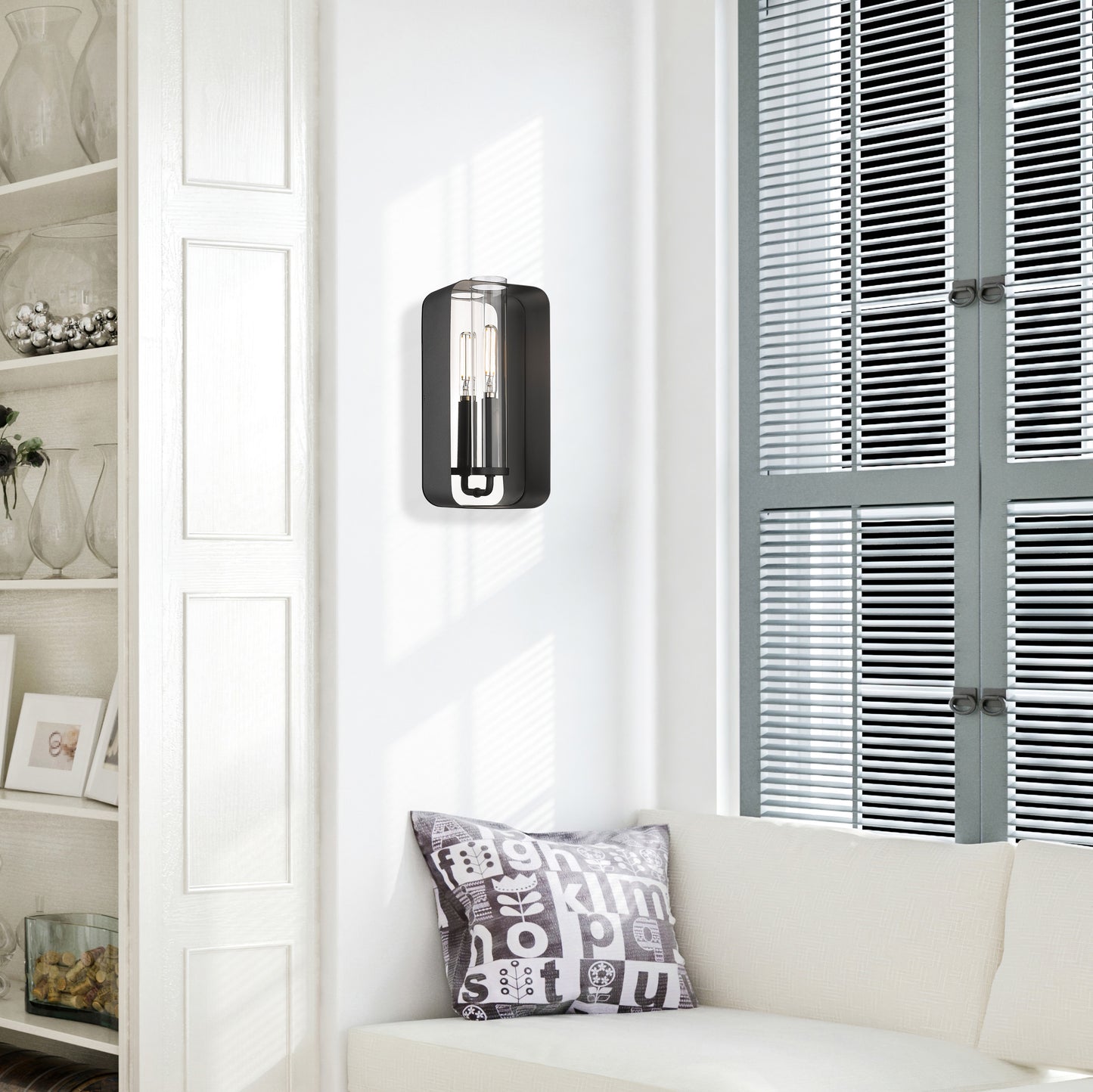 Stratus 2-Light Wall Sconce in Natural Black with Clear Glass