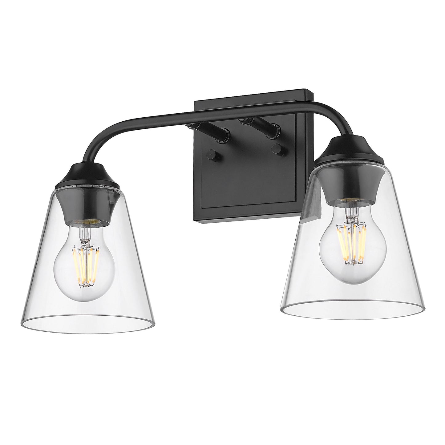 Bradden- 2-Light Bath Vanity in Matte Black with Clear Glass