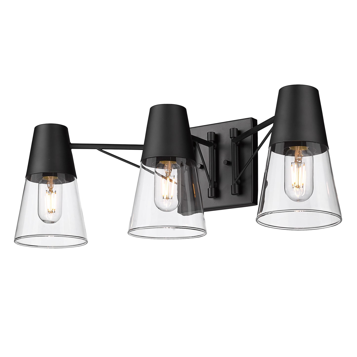 Ryder 3 Light Bath Vanity in Matte Black with Clear Glass Shade