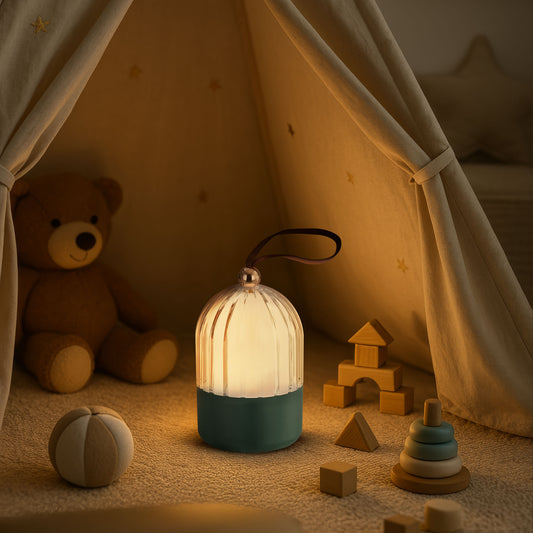 Lumina Pod 4" LED Rechargeable Lantern in Matte Green with Clear Acrylic