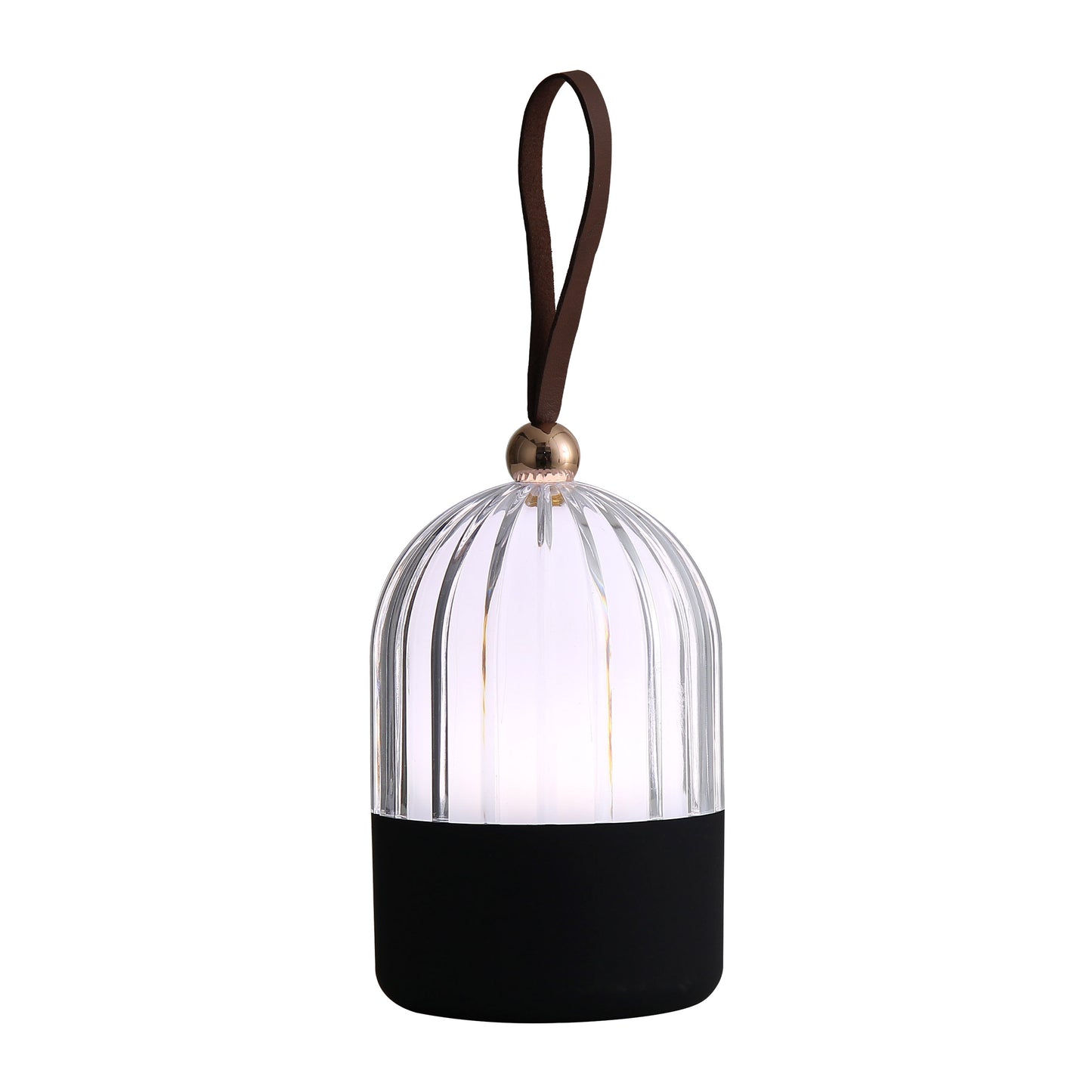 Lumina Pod 4" LED Rechargeable Lantern in Matte Black with Clear Acrylic