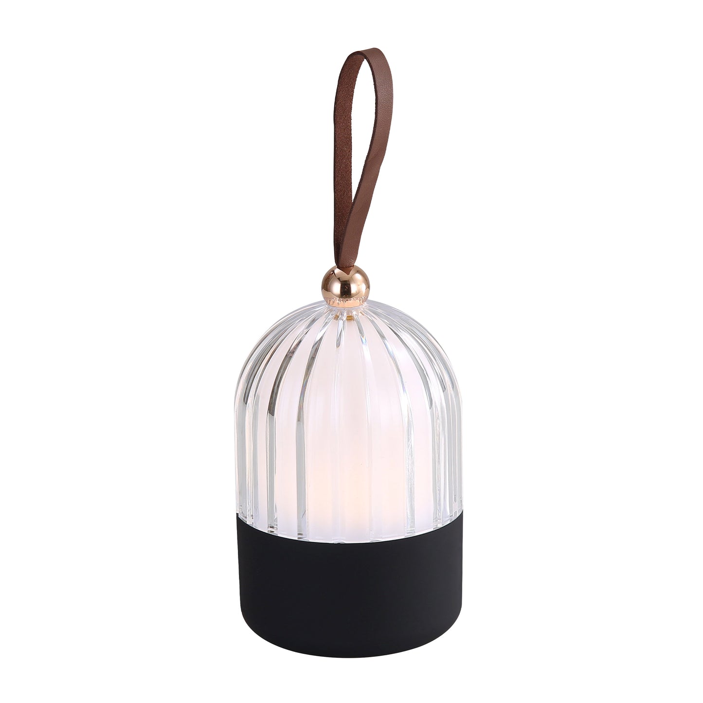 Lumina Pod 4" LED Rechargeable Lantern in Matte Black with Clear Acrylic