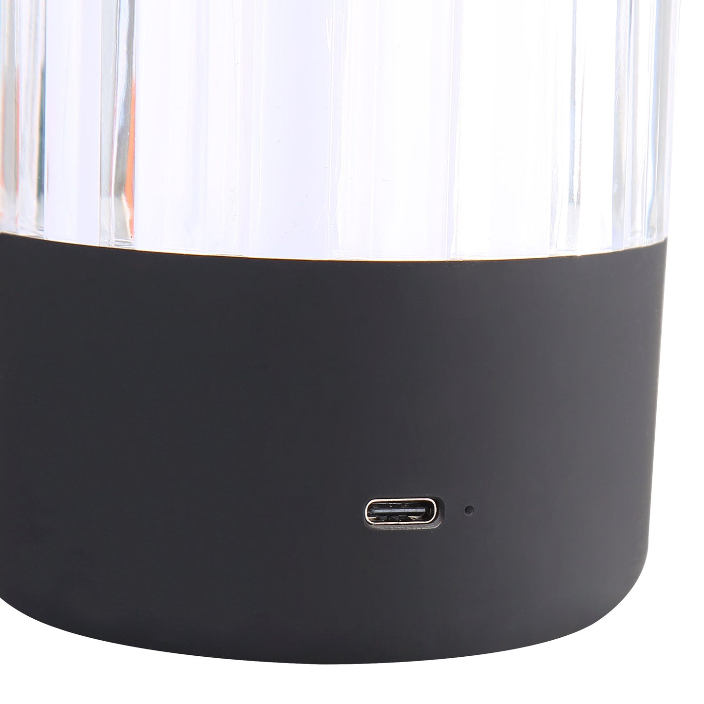 Lumina Pod 4" LED Rechargeable Lantern in Matte Black with Clear Acrylic