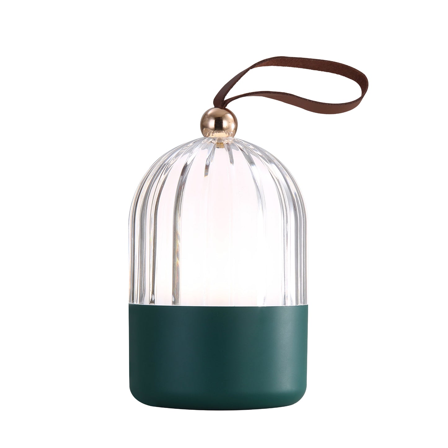 Lumina Pod 4" LED Rechargeable Lantern in Matte Green with Clear Acrylic