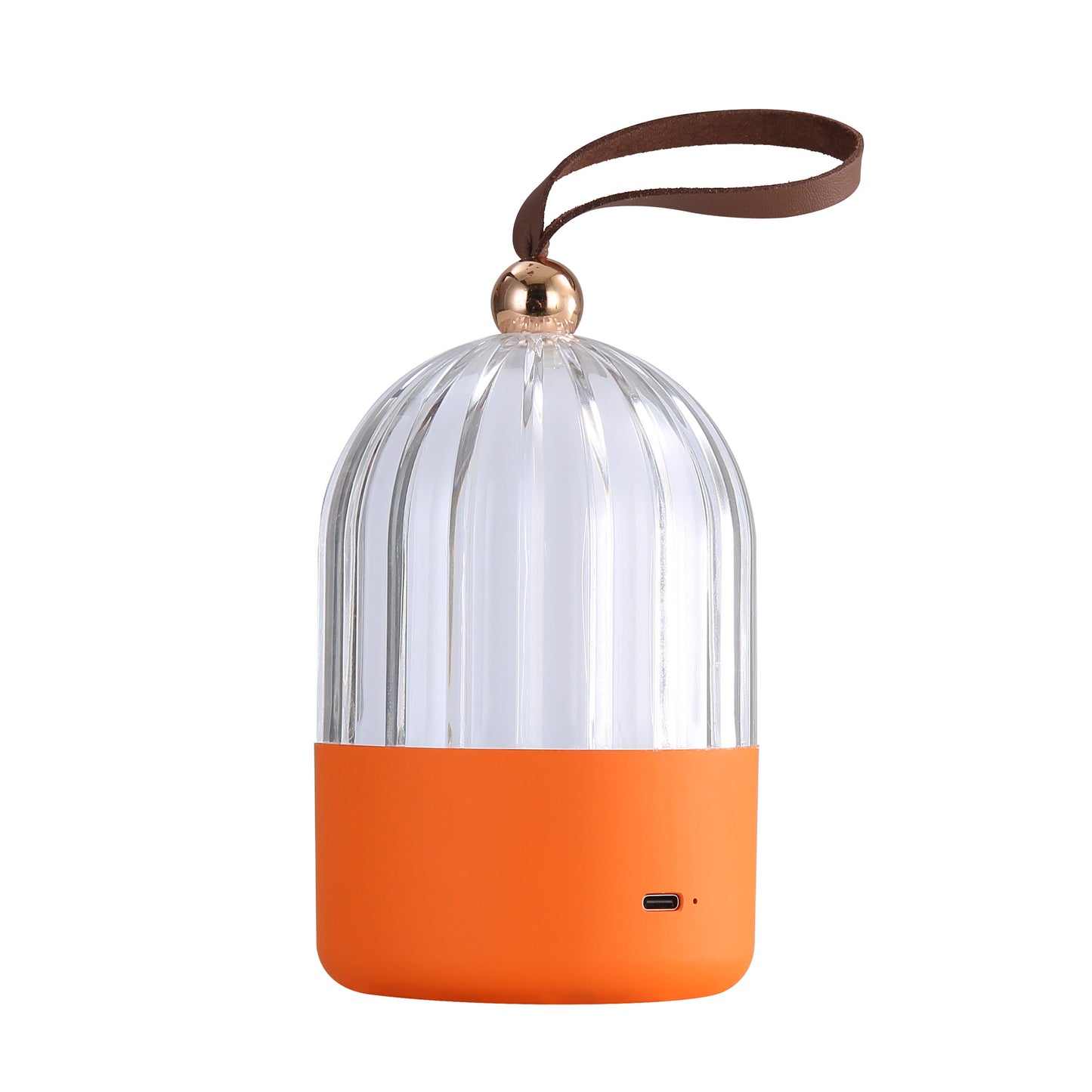 Lumina Pod 4" LED Rechargeable Lantern in Matte Orange with ClearAcrylic