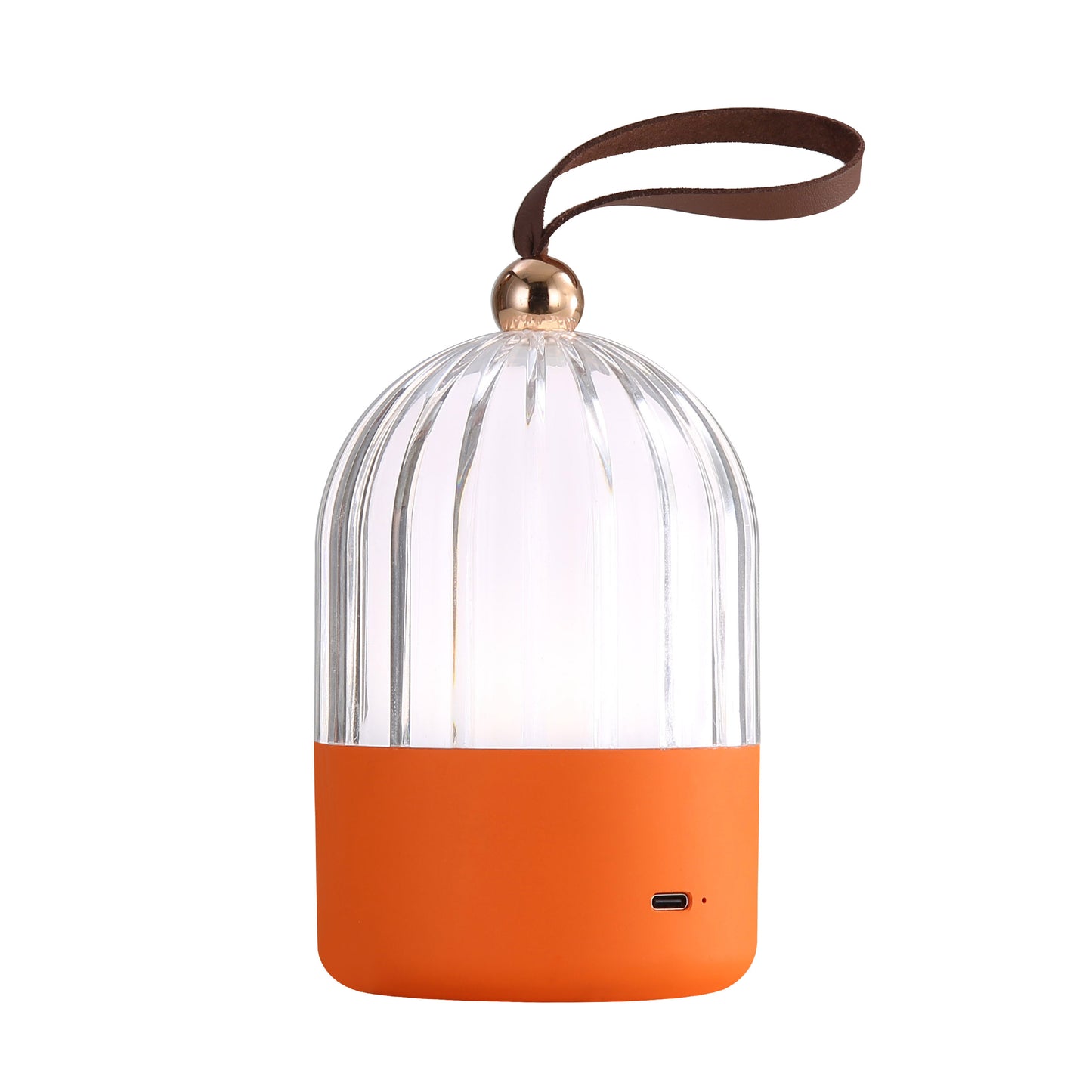 Lumina Pod 4" LED Rechargeable Lantern in Matte Orange with ClearAcrylic