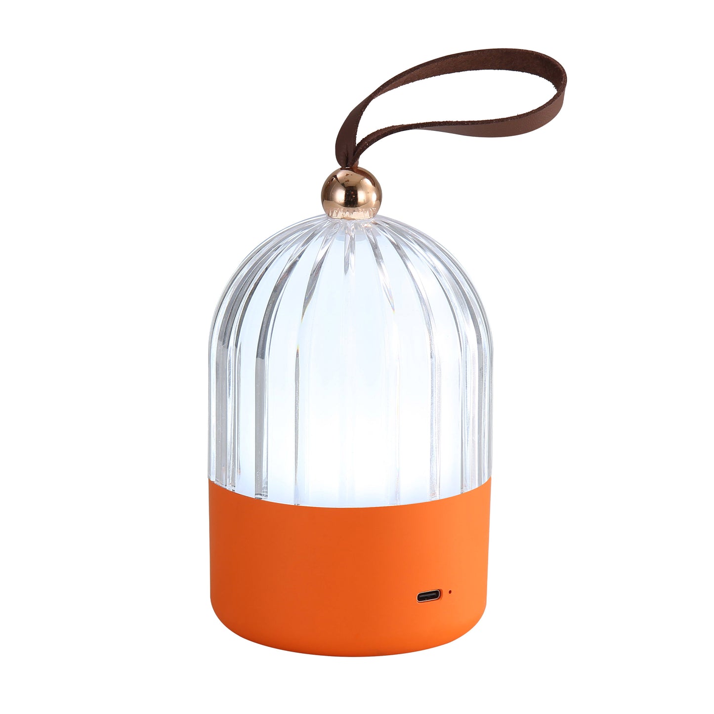 Lumina Pod 4" LED Rechargeable Lantern in Matte Orange with ClearAcrylic