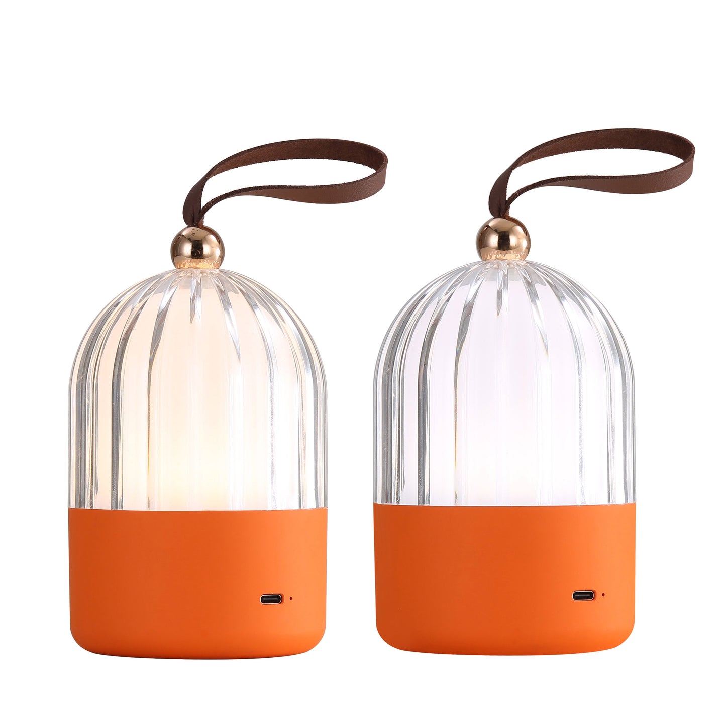 Lumina Pod 4" LED Rechargeable Lantern in Matte Orange with ClearAcrylic