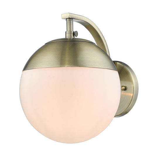 Global- 1-Light Wall Sconce in Aged Brass with Opal