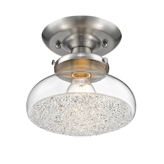 Jemma- Semi-Flush in Pewter with Crushed Crystal