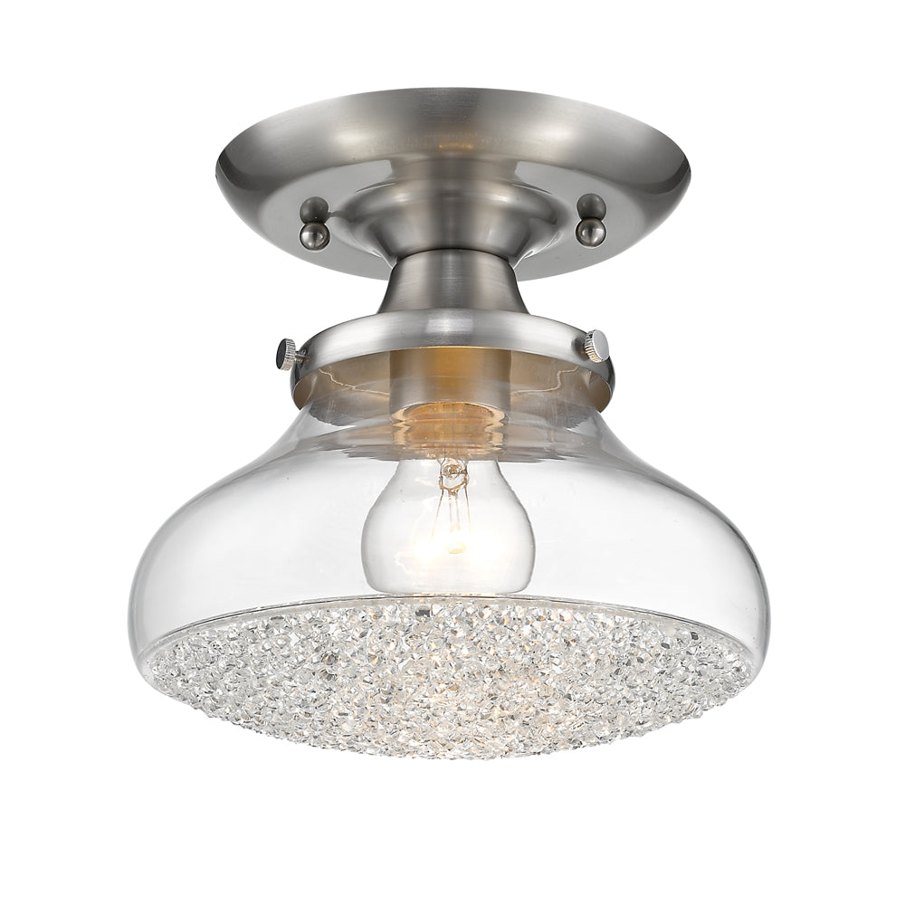 Jemma- Semi-Flush in Pewter with Crushed Crystal