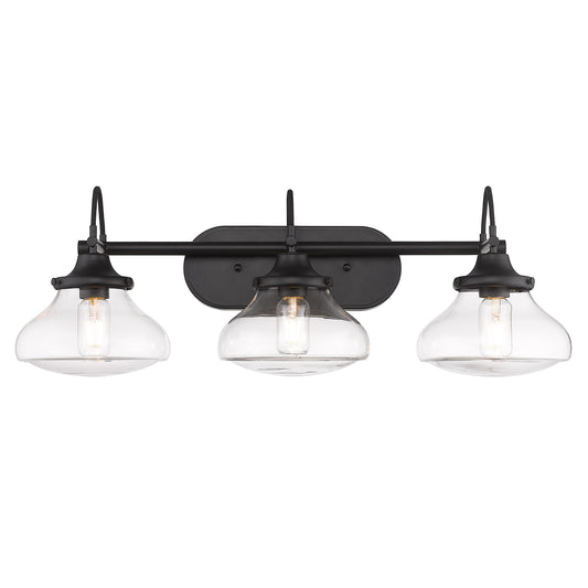 Dash 3 Light Bath Vanity in Matte Black with Clear Glass