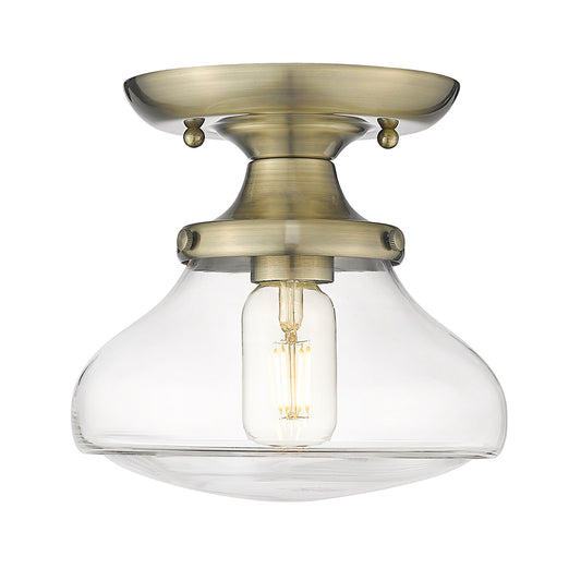 Dash Semi-Flush in Aged Brass with Clear Glass