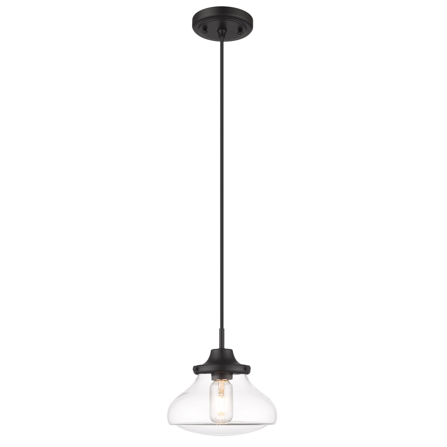 Dash Small Pendant in Matte Black with Clear Glass