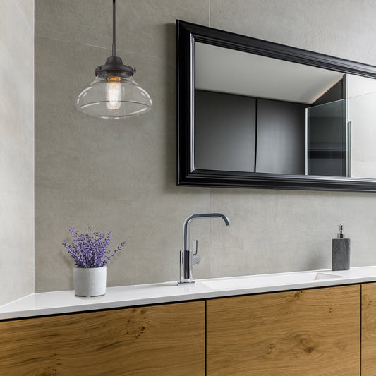 Dash Small Pendant in Matte Black with Clear Glass