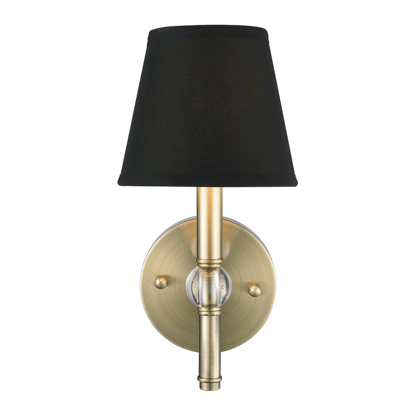 Russo 1 Light Wall Sconce in Aged Brass with Tuxedo Shade