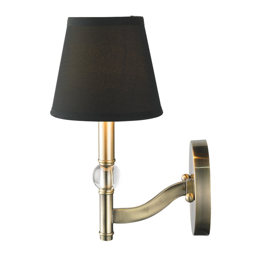 Russo 1 Light Wall Sconce in Aged Brass with Tuxedo Shade
