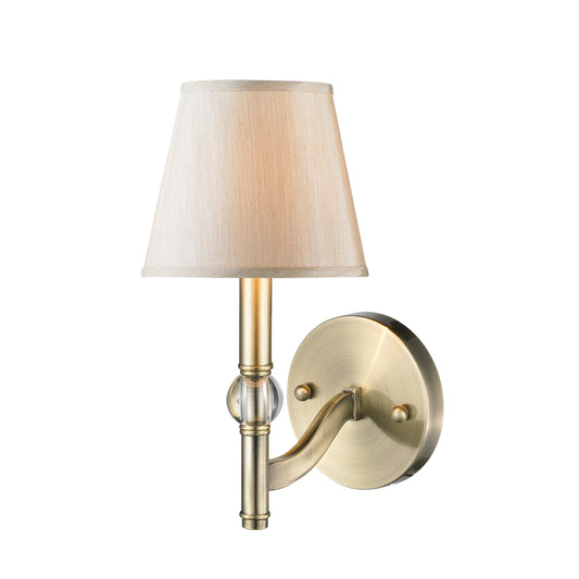 Russo 1 Light Wall Sconce in Aged Brass with Silken Parchment Shade