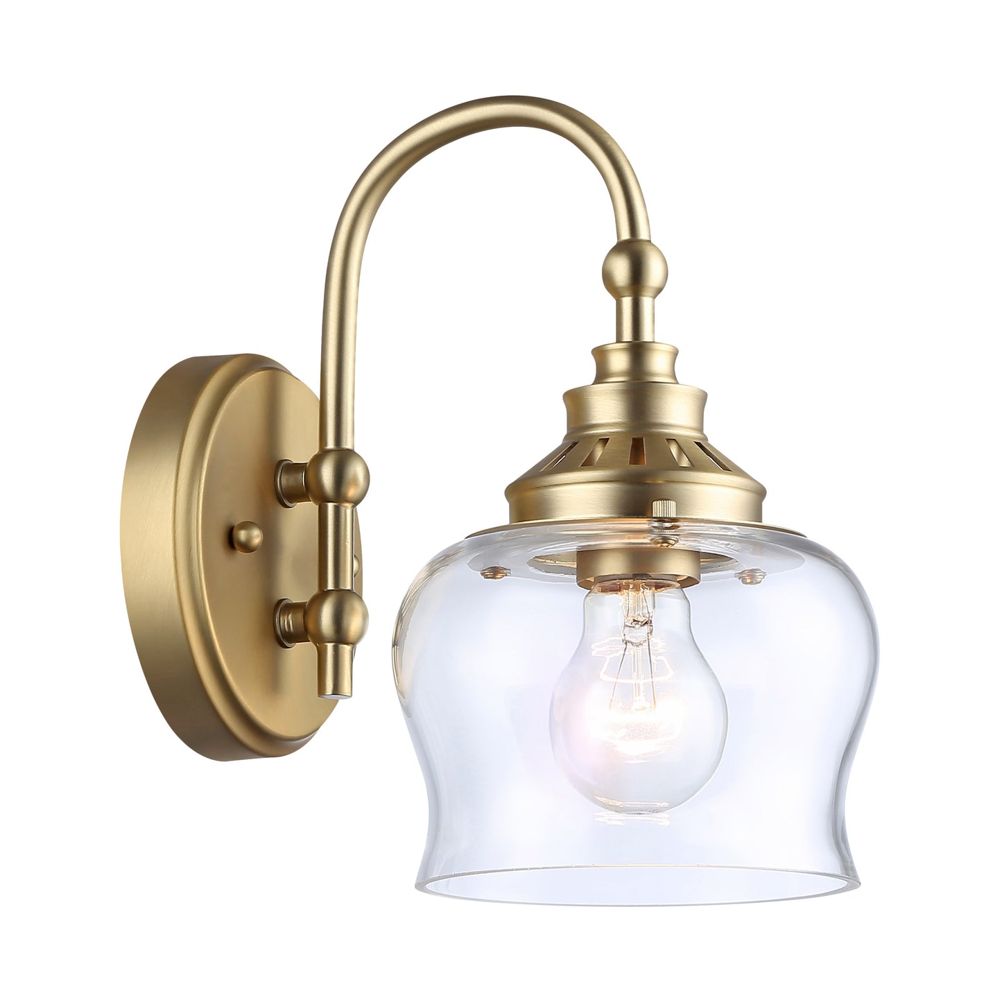 Velma 1-Light Wall Sconce in Brushed Champagne Bronze with Clear Glass