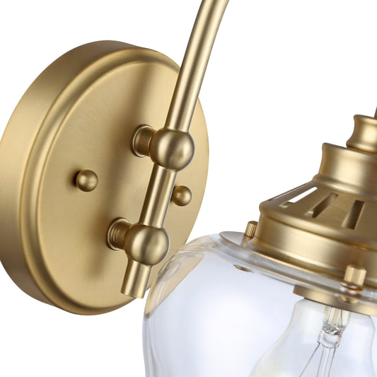 Velma 1-Light Wall Sconce in Brushed Champagne Bronze with Clear Glass