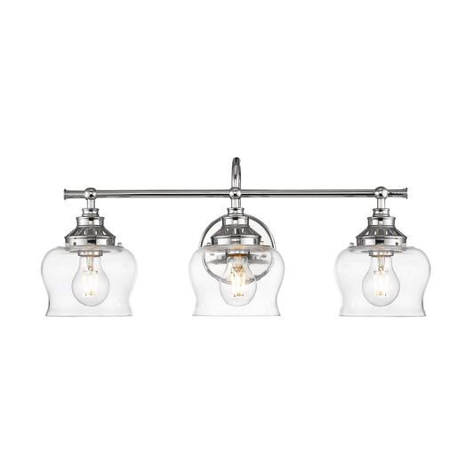 Velma 3-Light Vanity Light in Chrome with Clear Glass