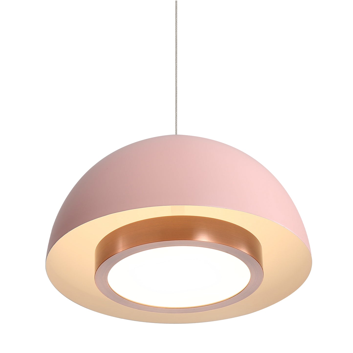 Annabelle 12" LED Pendant in Dusty Rose with Aged Copper