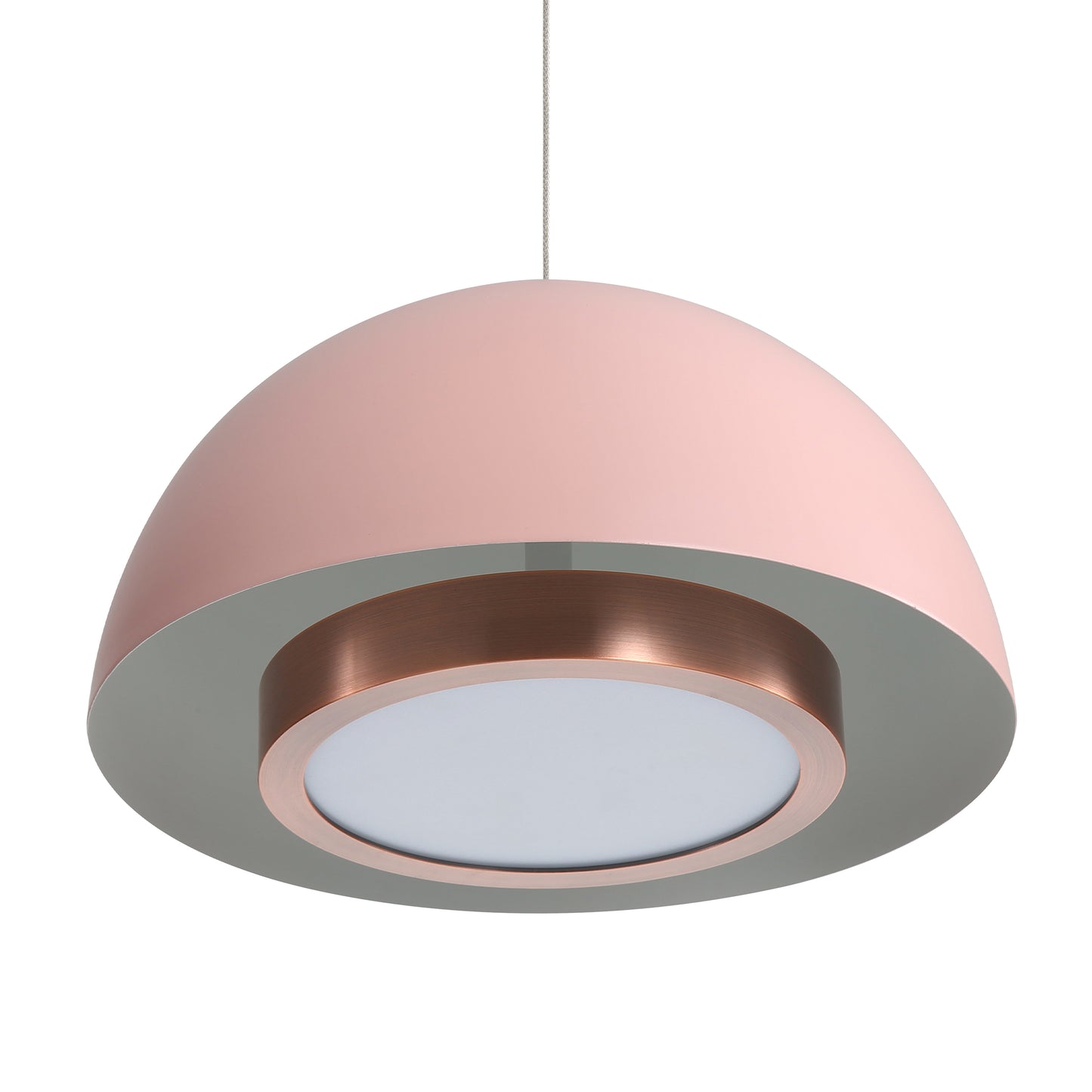 Annabelle 12" LED Pendant in Dusty Rose with Aged Copper