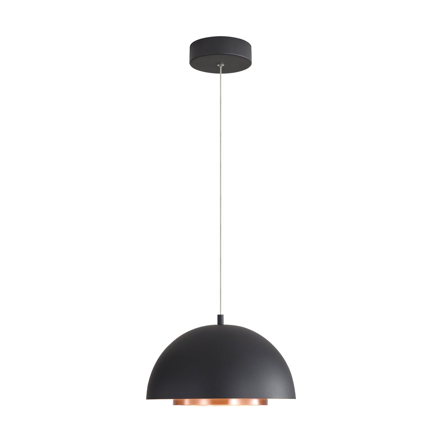 Annabelle 12" LED Pendant in Sand Black with Aged Copper