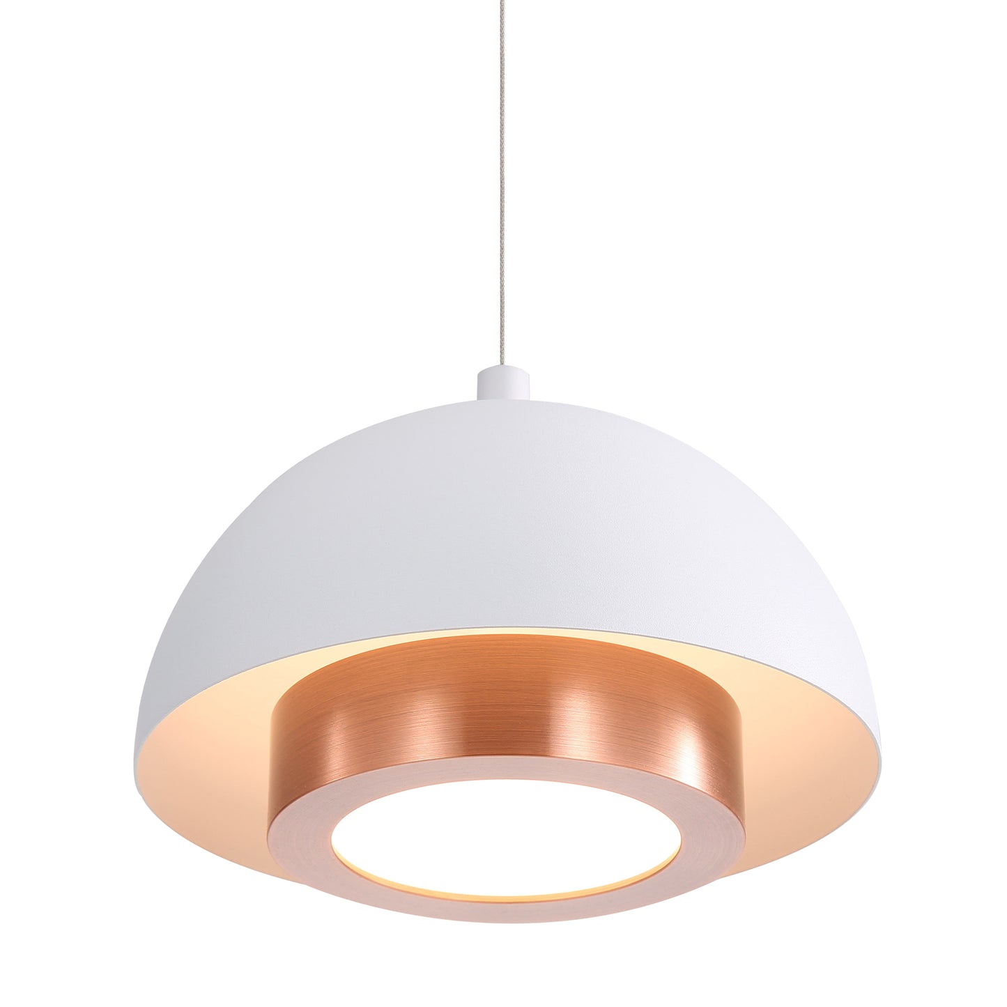 Annabelle 12" LED Pendant in Sand White with Aged Copper