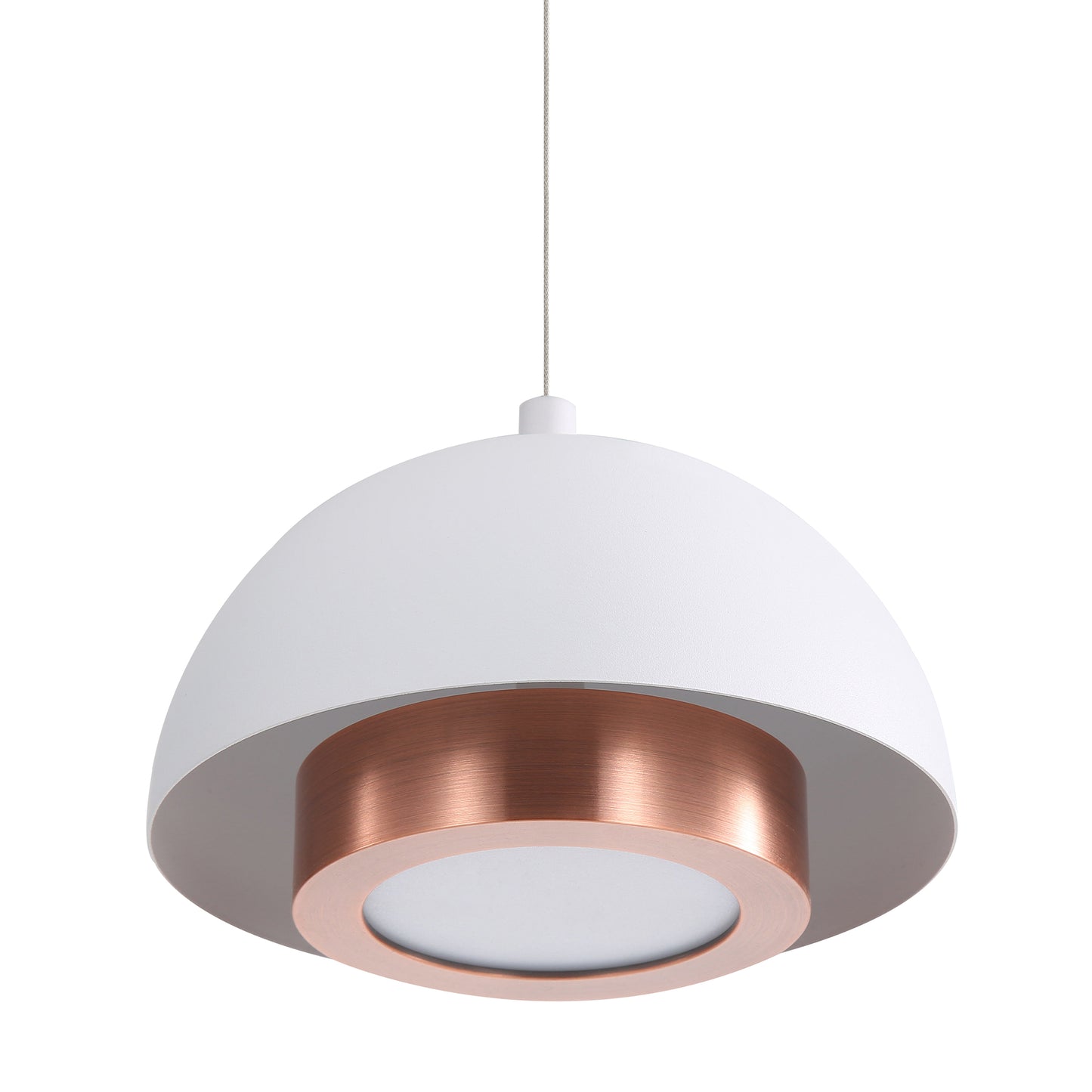 Annabelle 12" LED Pendant in Sand White with Aged Copper