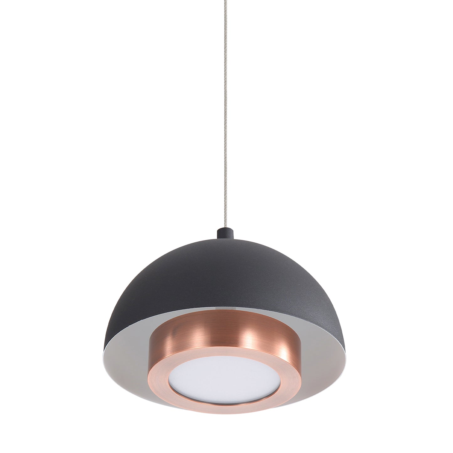 Annabelle 7" LED Pendant in Sand Black with Aged Copper