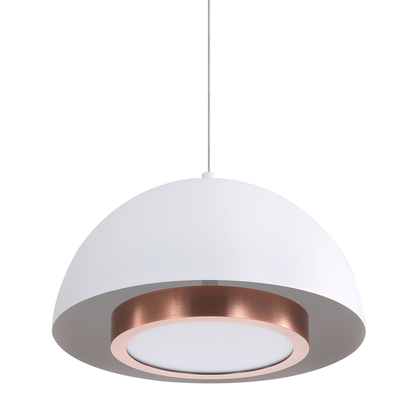 Annabelle 7" LED Pendant in Sand White with Aged Copper