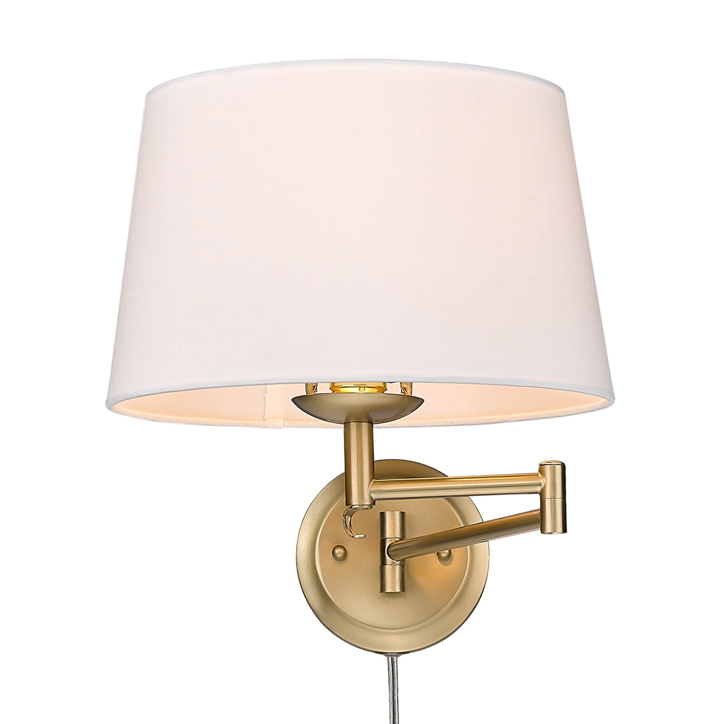 Elizabeth Articulating Wall Sconce in Brushed Champagne Bronze with Modern White Shade