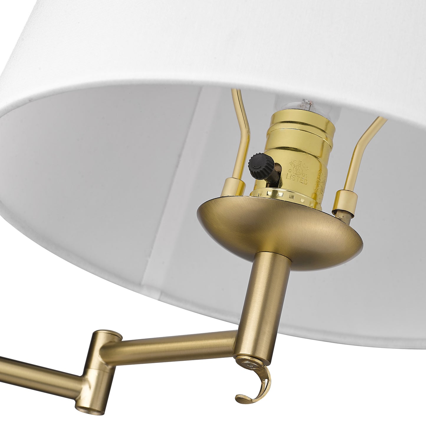 Elizabeth Articulating Wall Sconce in Brushed Champagne Bronze with Modern White Shade