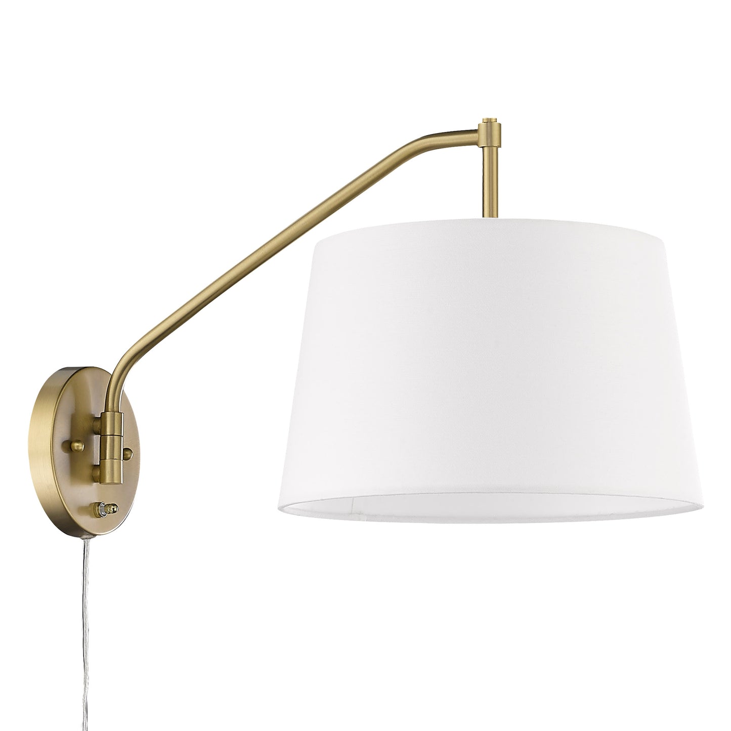 Riley Articulating Wall Sconce in Brushed Champagne Bronze with Modern White Shade