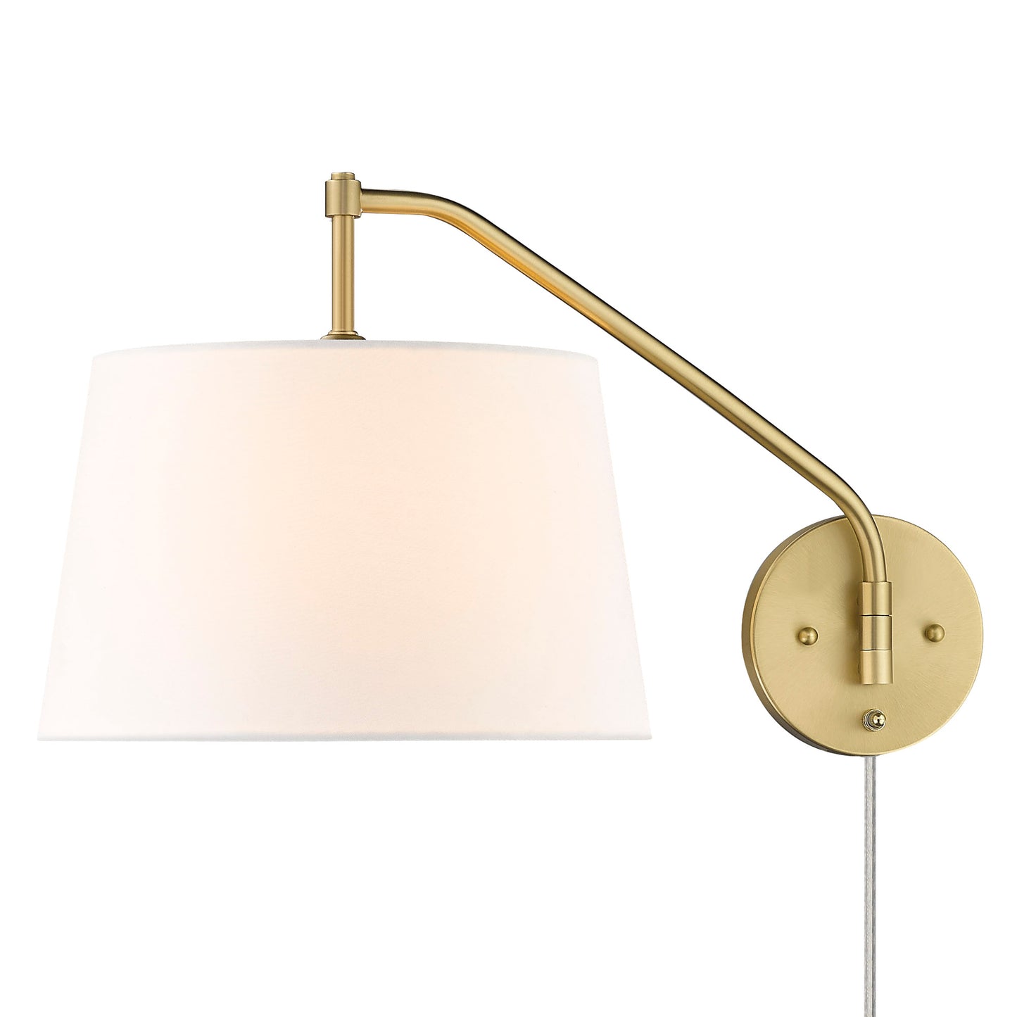 Riley Articulating Wall Sconce in Brushed Champagne Bronze with Modern White Shade