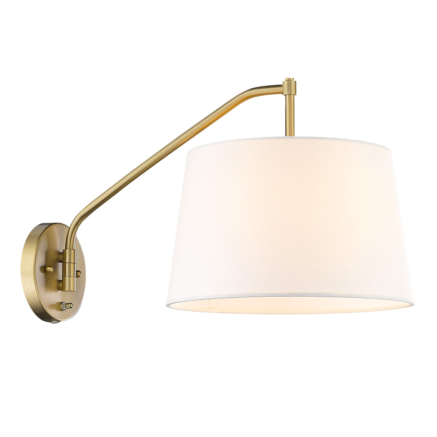 Riley Articulating Wall Sconce in Brushed Champagne Bronze with Modern White Shade