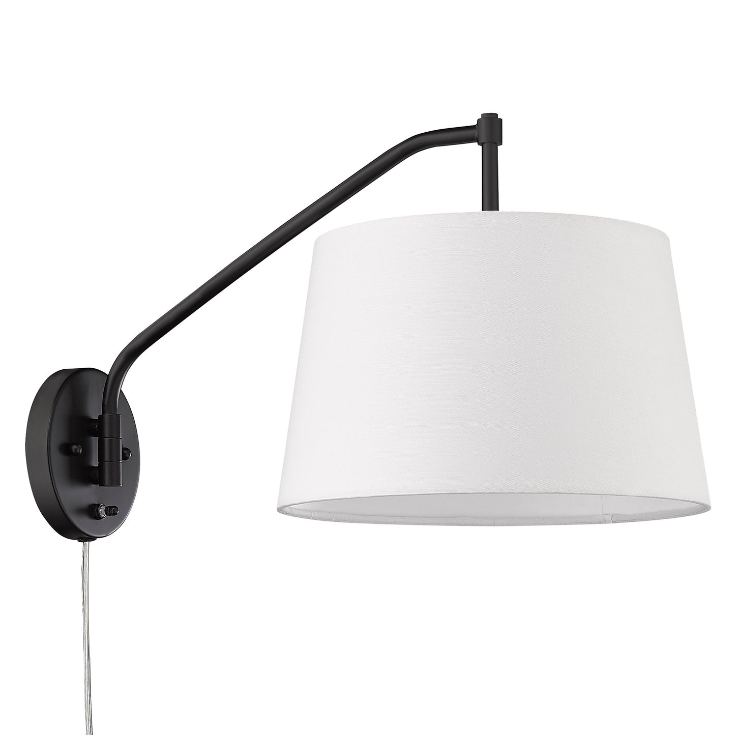 Riley Articulating Wall Sconce in Matte Black with Modern White Shade