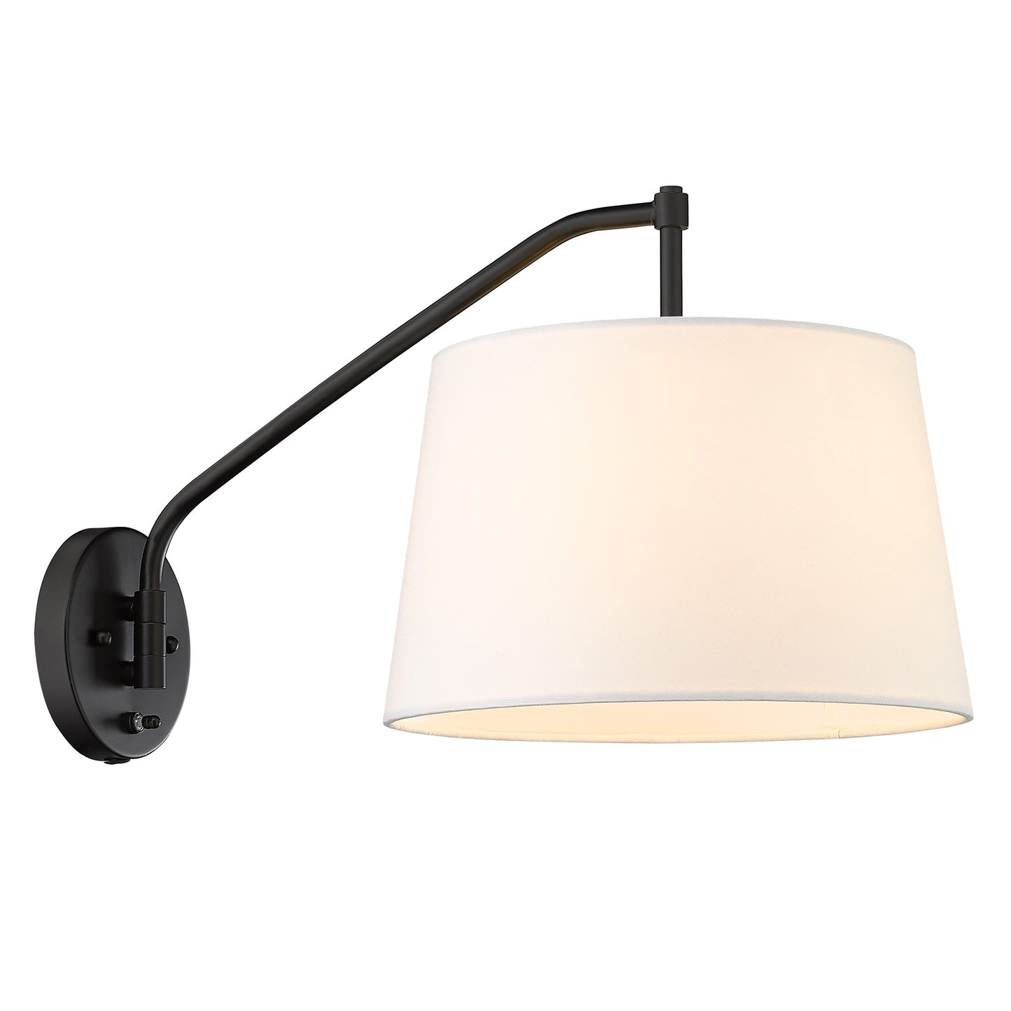 Riley Articulating Wall Sconce in Matte Black with Modern White Shade