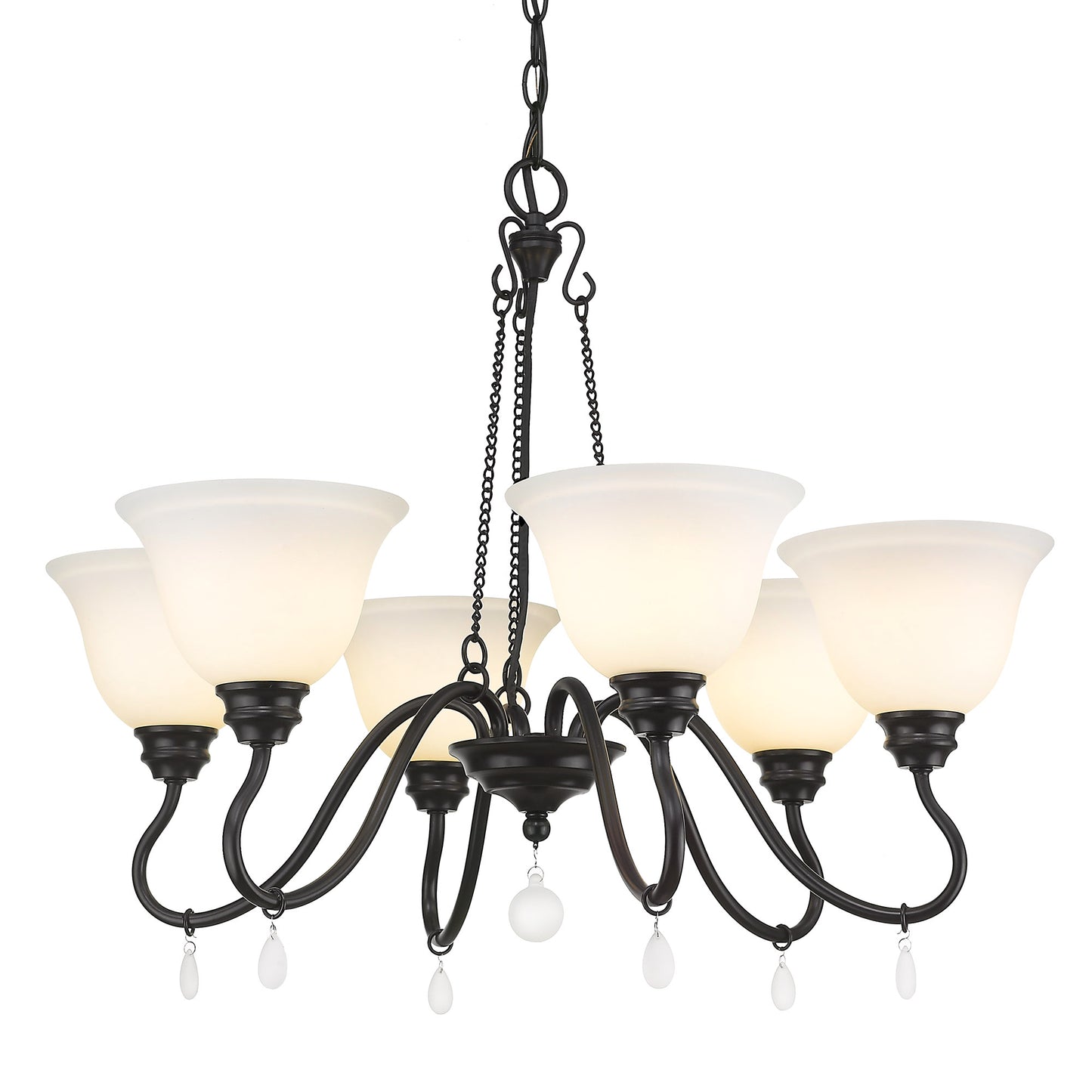 Seraphina- Chandelier in Matte Black with Opal