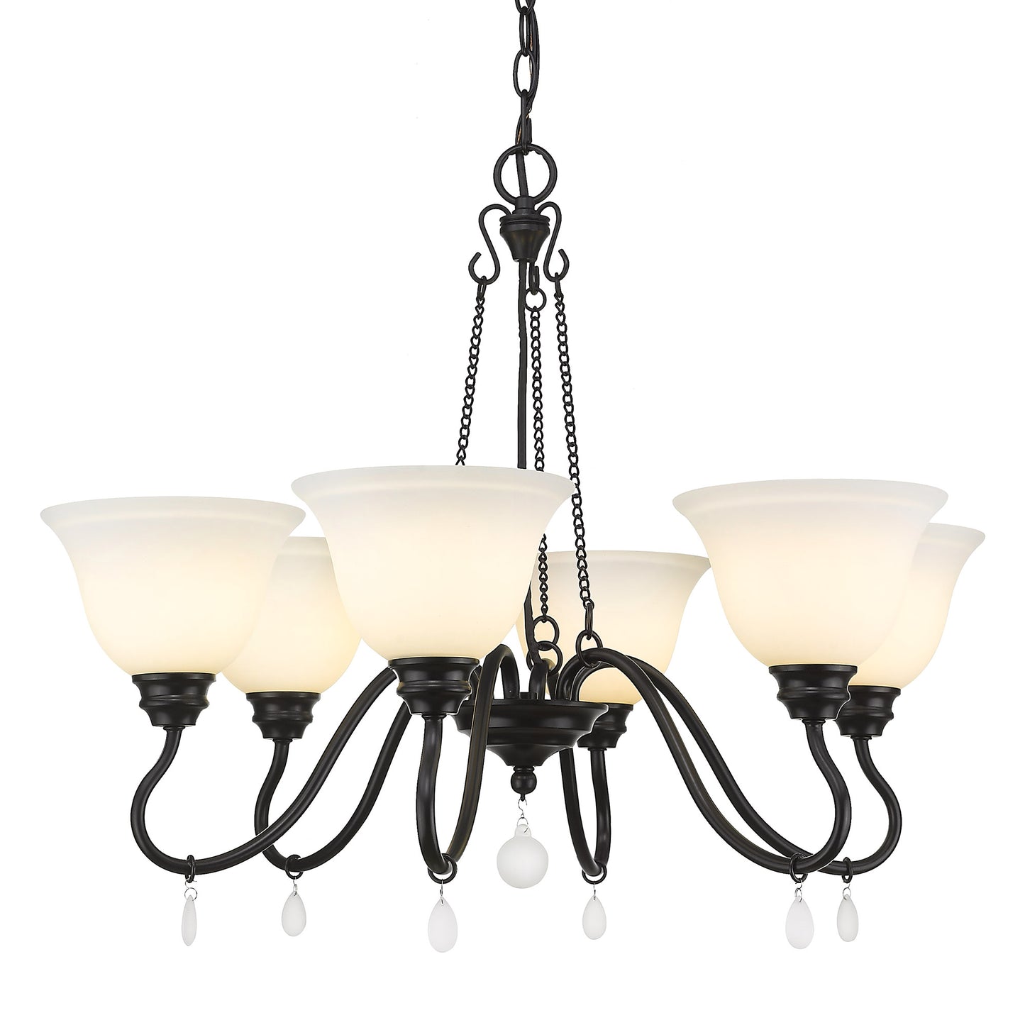 Seraphina- Chandelier in Matte Black with Opal