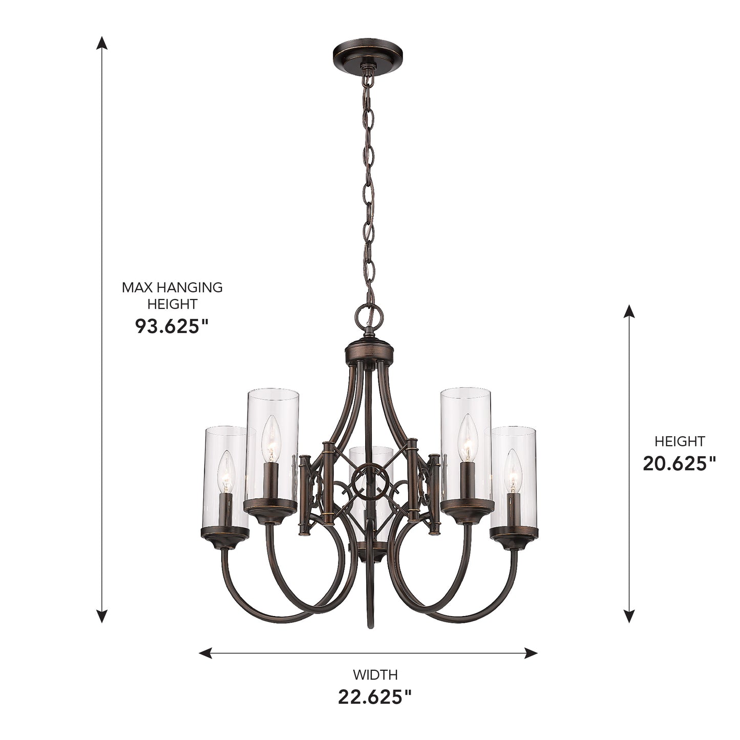 Livingston 5-Light Chandelier Bronze with Clear Glass