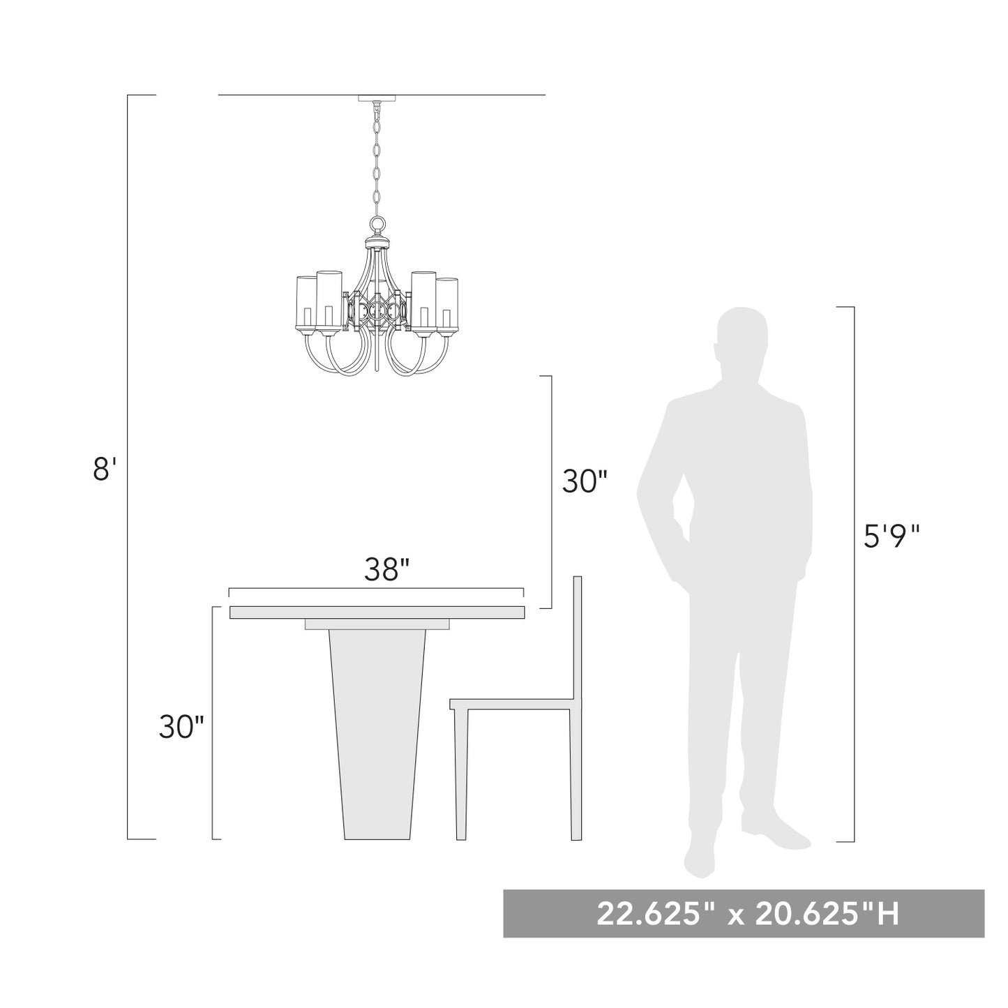 Livingston 5-Light Chandelier Bronze with Clear Glass
