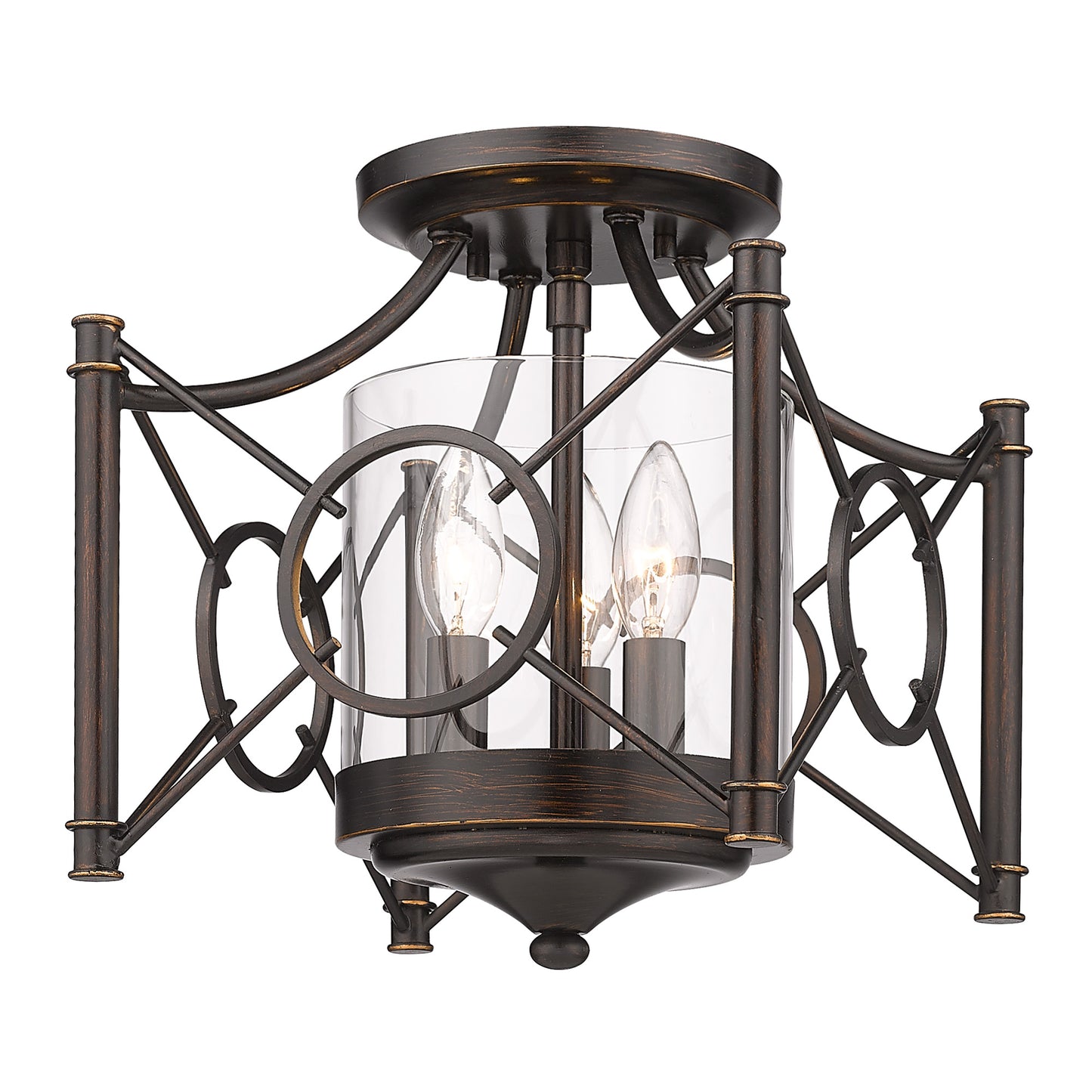 Livingston- Semi-Flush in Cordoban Bronze with Clear Glass