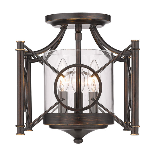 Livingston- Semi-Flush in Cordoban Bronze with Clear Glass