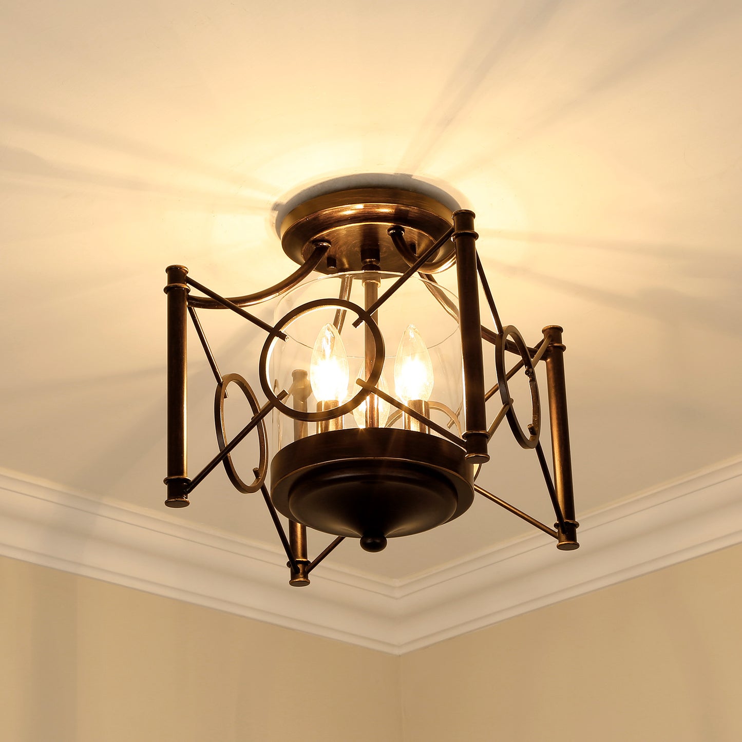 Livingston- Semi-Flush in Cordoban Bronze with Clear Glass