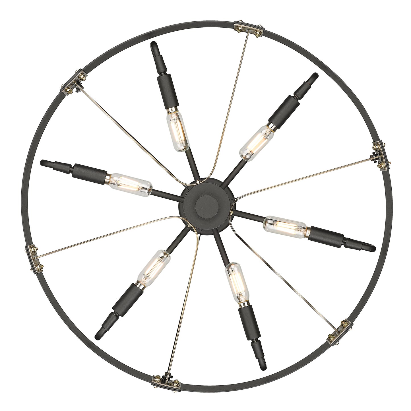 Emmet-Medium Pendant in Natural Black with Aged Brass Accents
