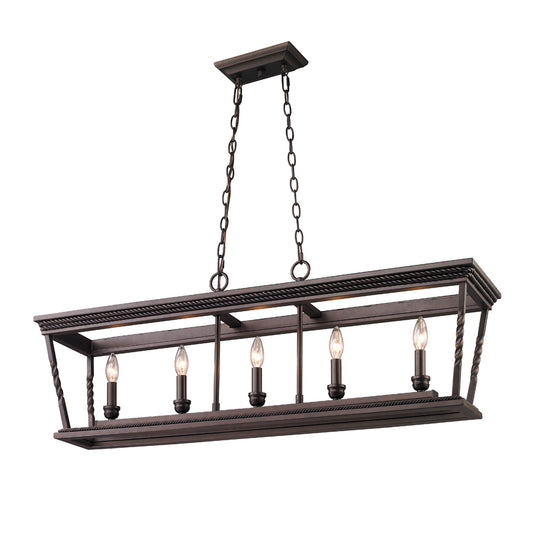 Milton- 5 Light Linear Pendant in Etruscan Bronze