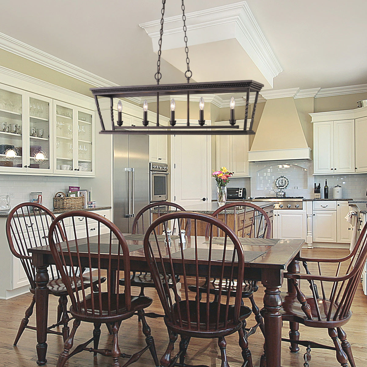 Milton- 5 Light Linear Pendant in Etruscan Bronze
